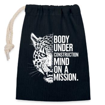Citation de Body Under Construction Gym - Sac cadeau en coton avec cordon (14 x 20 cm) - bleu marine - Devant