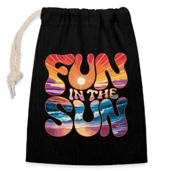 Fun In The Sun Retro Summer Beach Holiday Sun - Closable cotton gift bag (14x20cm) - black - Front