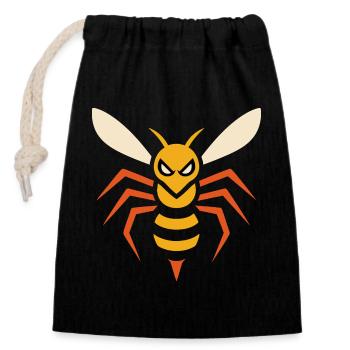 Frelon en colère – graphique angulaire d’insectes - Sac cadeau en coton avec cordon (14 x 20 cm) - noir - Devant