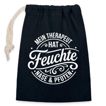 Therapeut Hat Feuchte Nase Pfoten - Verschließbarer Geschenkbeutel aus Baumwolle (14x20cm) - Navy - Vorne