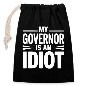 Mon gouverneur est un idiot - Sac cadeau en coton avec cordon (14 x 20 cm) - noir - Devant