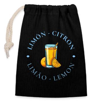 Lemonade Citrus Circle Logo - Closable cotton gift bag (14x20cm) - black - Front