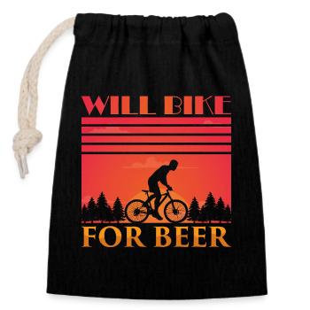 Cycliste Bière Dit Tournée à vélo Buveur de bière - Sac cadeau en coton avec cordon (14 x 20 cm) - noir - Devant