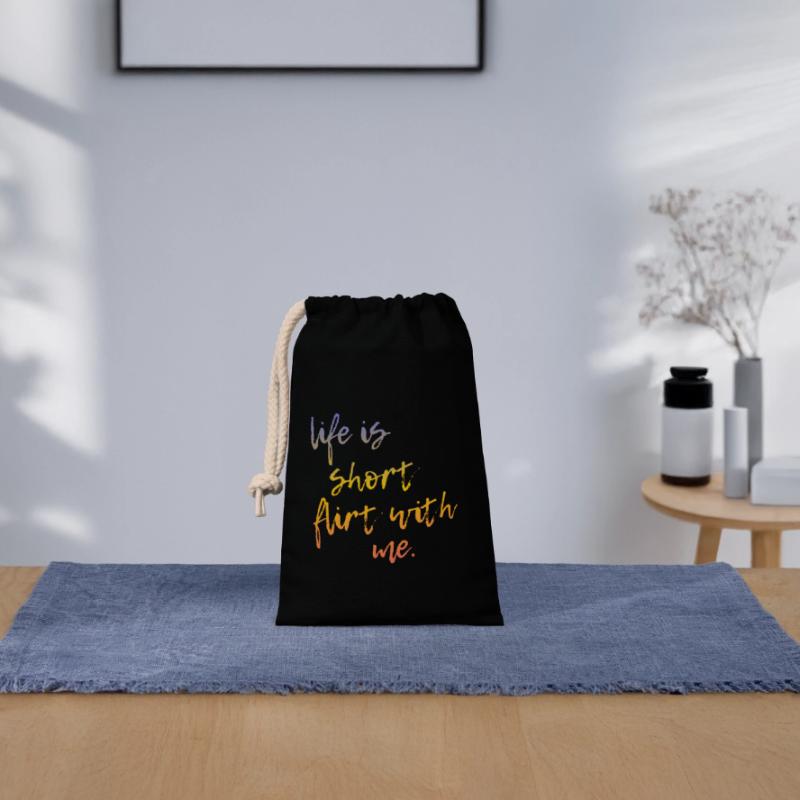 Life is Short Flirt With Me - Tour Gradient Script Verschließbarer Geschenkbeutel aus Baumwolle (14x20cm)