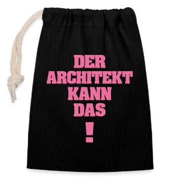 Architekt - Verschließbarer Geschenkbeutel aus Baumwolle (14x20cm) - Schwarz - Vorne