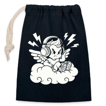 Musik Engel – Cherub mit Kopfhörern - Verschließbarer Geschenkbeutel aus Baumwolle (14x20cm) - Navy - Vorne