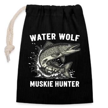 Fishing River Wolffish Aquatic Muskie - Closable cotton gift bag (14x20cm) - black - Front