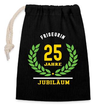 Friseurin Jubiläum 25 Jahre 25 jähriges Jubi - Verschließbarer Geschenkbeutel aus Baumwolle (14x20cm) - Schwarz - Vorne