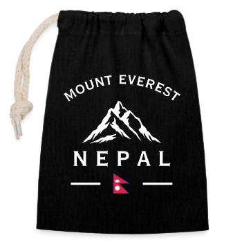 Everest Nepal Mountain Logo T-Shirt - Closable cotton gift bag (14x20cm) - black - Front