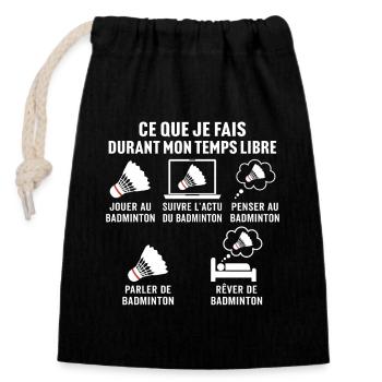 jouer au badminton - Sac cadeau en coton avec cordon (14 x 20 cm) - noir - Devant