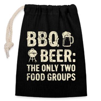 BBQ Shirt, Hoodie für Grillmeister und Grillfans - Verschließbarer Geschenkbeutel aus Baumwolle (14x20cm) - Schwarz - Vorne