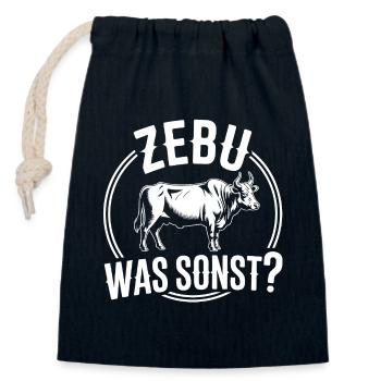 Zebu What Else Cow Humor - Closable cotton gift bag (14x20cm) - navy - Front