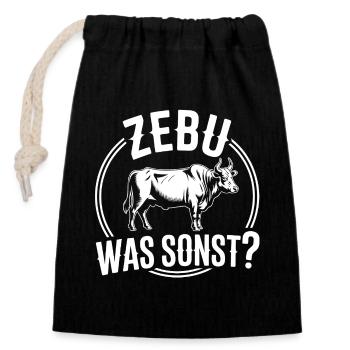 Zèb, quoi d’autre, humour de vache - Sac cadeau en coton avec cordon (14 x 20 cm) - noir - Devant