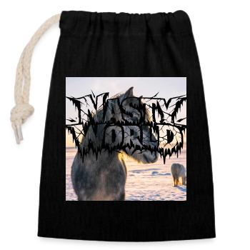 Dark Horse Silhouette Logo - Closable cotton gift bag (14x20cm) - black - Front
