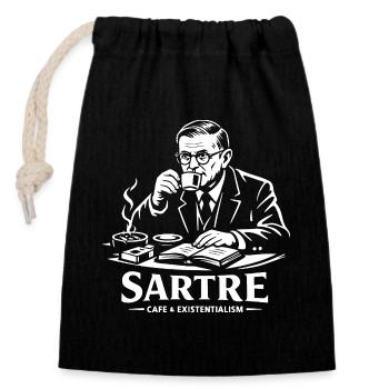 Sartre Café Existentialism - Closable cotton gift bag (14x20cm) - black - Front