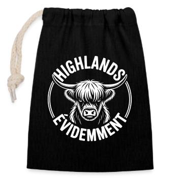 Schottische Highland-Kuh – Highland-Kuh - Verschließbarer Geschenkbeutel aus Baumwolle (14x20cm) - Schwarz - Vorne