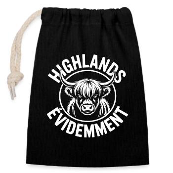 Schottische Highland-Kuh – Highland-Kuh - Verschließbarer Geschenkbeutel aus Baumwolle (14x20cm) - Schwarz - Vorne
