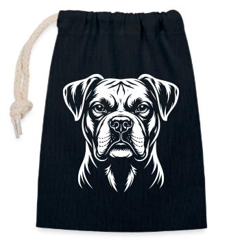Boxer Head - Closable cotton gift bag (14x20cm) - navy - Front