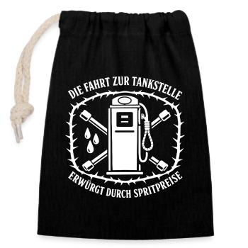 Die Fahrt Zur Tankstelle - Verschließbarer Geschenkbeutel aus Baumwolle (14x20cm) - Schwarz - Vorne