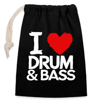 J’adore Drum & Bass Grunge Musique Batteur Drôle - Sac cadeau en coton avec cordon (14 x 20 cm) - noir - Devant