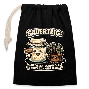 Sauerteig & Pflanzen - Lustiges Back Motiv - Verschließbarer Geschenkbeutel aus Baumwolle (14x20cm) - Schwarz - Vorne