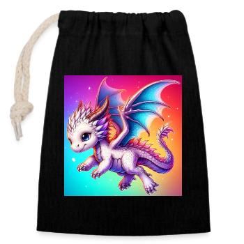 dragon - Closable cotton gift bag (14x20cm) - black - Front