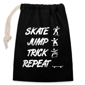Skate Jump Trick Wiederholung - Verschließbarer Geschenkbeutel aus Baumwolle (14x20cm) - Schwarz - Vorne