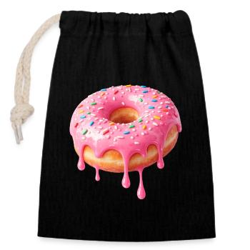 Tropfende Donut Delight – Süß - Verschließbarer Geschenkbeutel aus Baumwolle (14x20cm) - Schwarz - Vorne