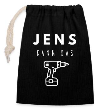 Jens Name Handwerker Werkzeug Akkuschrauber - Verschließbarer Geschenkbeutel aus Baumwolle (14x20cm) - Schwarz - Vorne