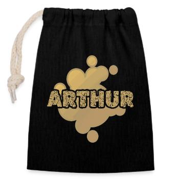 Arthur - Sac cadeau en coton avec cordon (14 x 20 cm) - noir - Devant