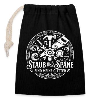 Staub und Späne Glitter - Verschließbarer Geschenkbeutel aus Baumwolle (14x20cm) - Schwarz - Vorne