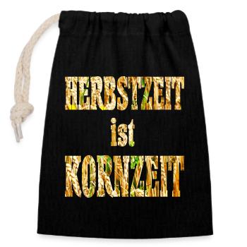 Herbst Schrift - Verschließbarer Geschenkbeutel aus Baumwolle (14x20cm) - Schwarz - Vorne