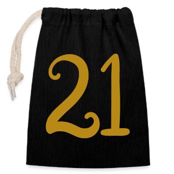 21 - Closable cotton gift bag (14x20cm) - black - Front