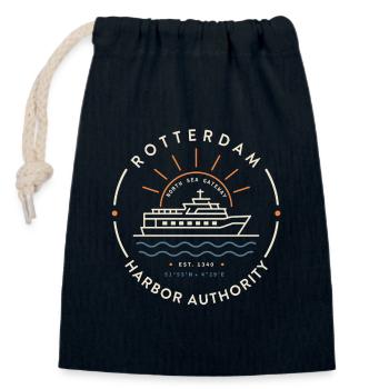 Rotterdam Harbor Yacht Emblem | North Sea Gateway - Closable cotton gift bag (14x20cm) - navy - Front
