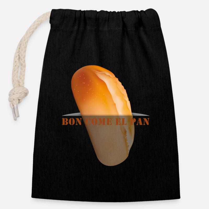 Bon come el pan - Lecker wie ein Brot - Verschließbarer Geschenkbeutel aus Baumwolle (14x20cm) - Schwarz