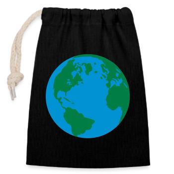 Our planet - Closable cotton gift bag (14x20cm) - black - Front