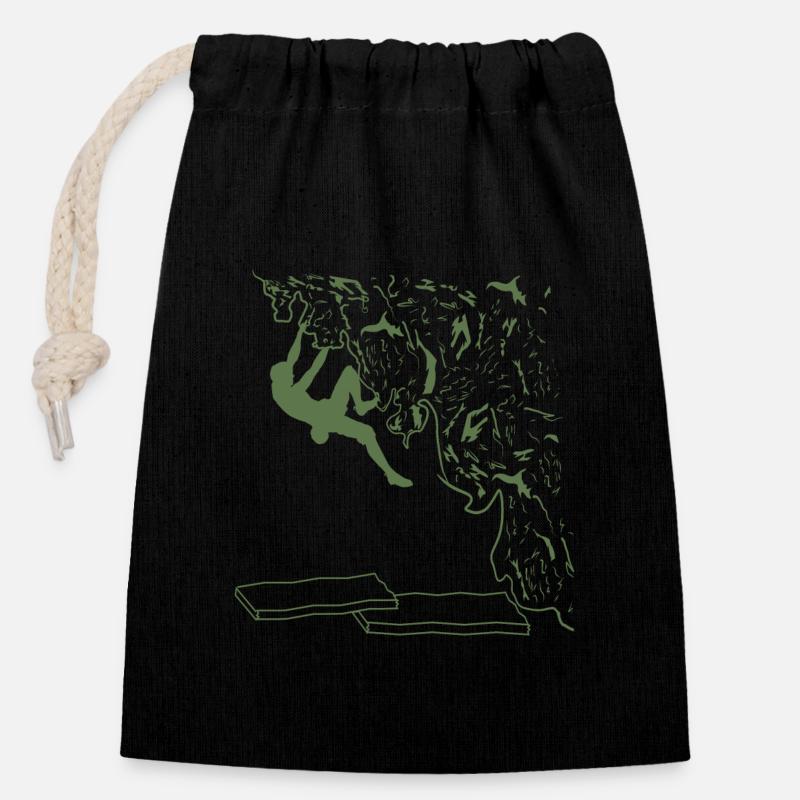 Bouldering with passion - Closable cotton gift bag (14x20cm) - black