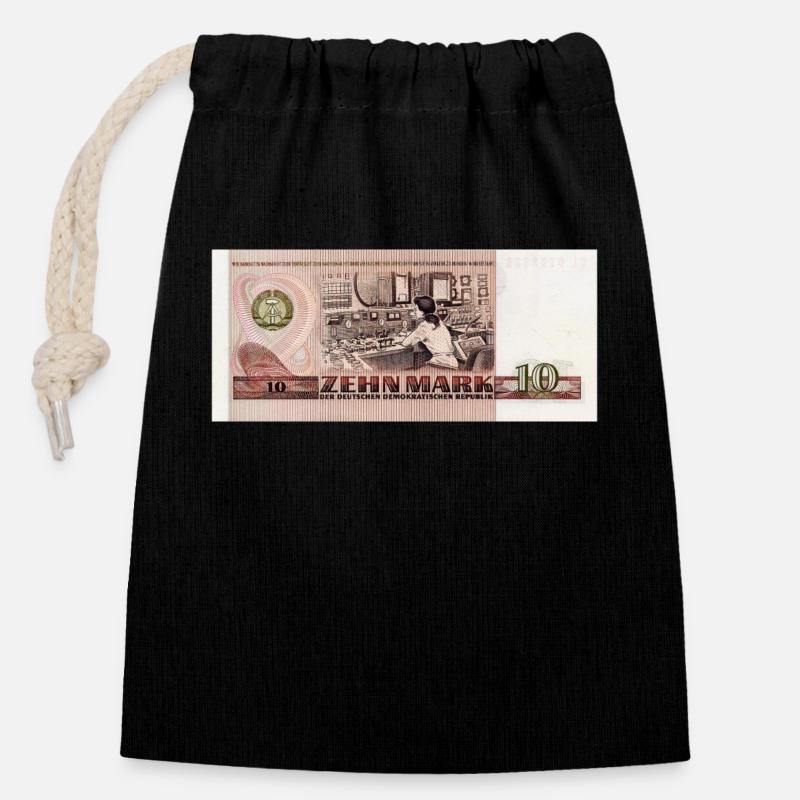 10 mark de la RDA - Sac cadeau en coton avec cordon (14 x 20 cm) - noir
