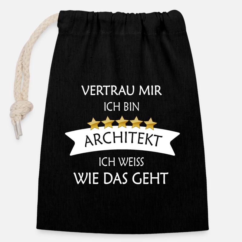 Vertrau mir Architekt - Verschließbarer Geschenkbeutel aus Baumwolle (14x20cm) - Schwarz
