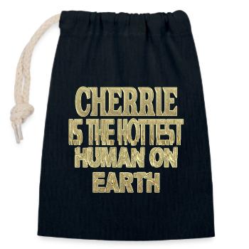 Cherrie - Closable cotton gift bag (14x20cm) - navy - Front