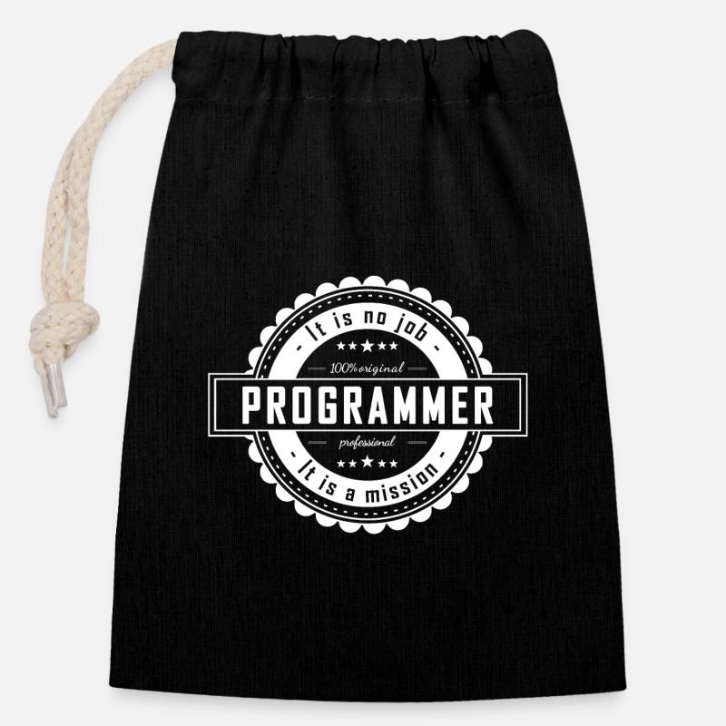 PROGRAMMEUR - Sac cadeau en coton avec cordon (14 x 20 cm) - noir