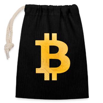 Bitcoin - Verschließbarer Geschenkbeutel aus Baumwolle (14x20cm) - Schwarz - Vorne