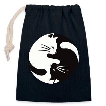 2 Katzen schmusen ,ying yang - Verschließbarer Geschenkbeutel aus Baumwolle (14x20cm) - Navy - Vorne