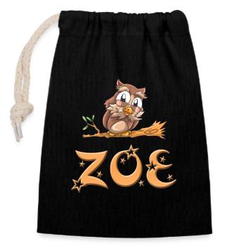 Hibou Zoe - Sac cadeau en coton avec cordon (14 x 20 cm) - noir - Devant