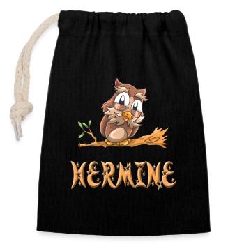 Owl Hermione - Closable cotton gift bag (14x20cm) - black - Front