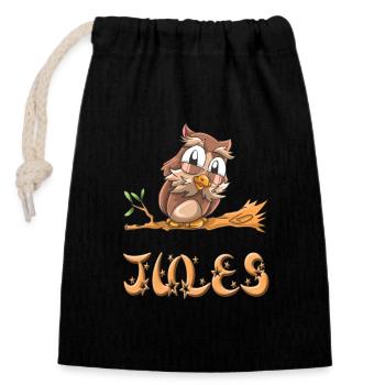 Owl Jules - Closable cotton gift bag (14x20cm) - black - Front