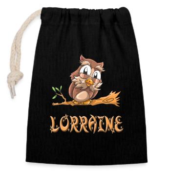 Chouette Lorraine - Sac cadeau en coton avec cordon (14 x 20 cm) - noir - Devant