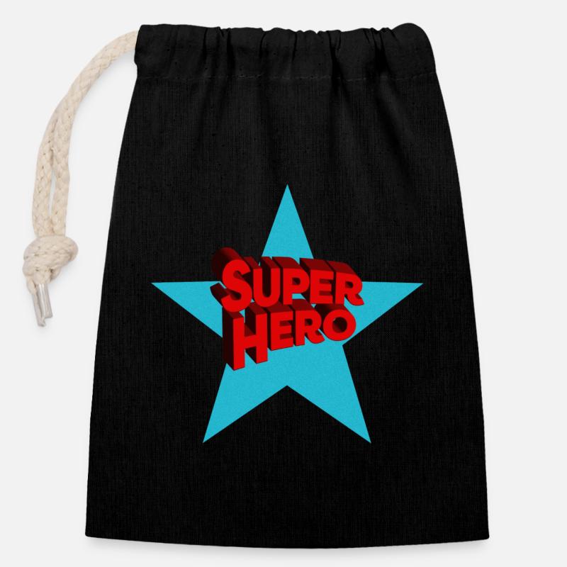Superhero superheroes - Closable cotton gift bag (14x20cm) - black