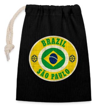 Brazil Sao Paulo / Gift / Gift Idea - Closable cotton gift bag (14x20cm) - black - Front