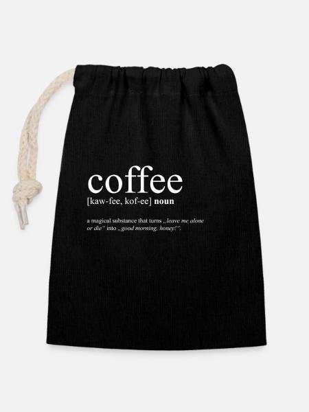 Kaffee - Verschließbarer Geschenkbeutel aus Baumwolle (14x20cm) - Schwarz